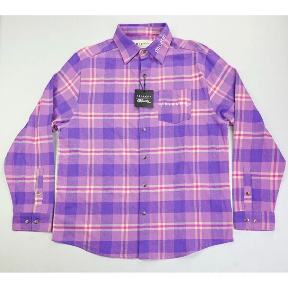 Cakeworthy Friends Size XL Adult Purple Flannel Long Sleeve Cotton Shirt NWT - Picture 1 of 13